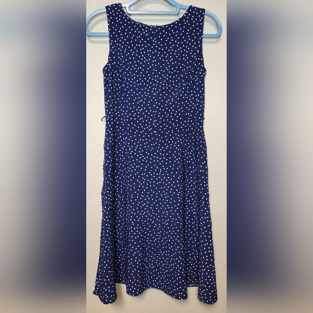 Tommy Hilfiger Navy Polka Dot Tank Dress Midi Women Size 4.